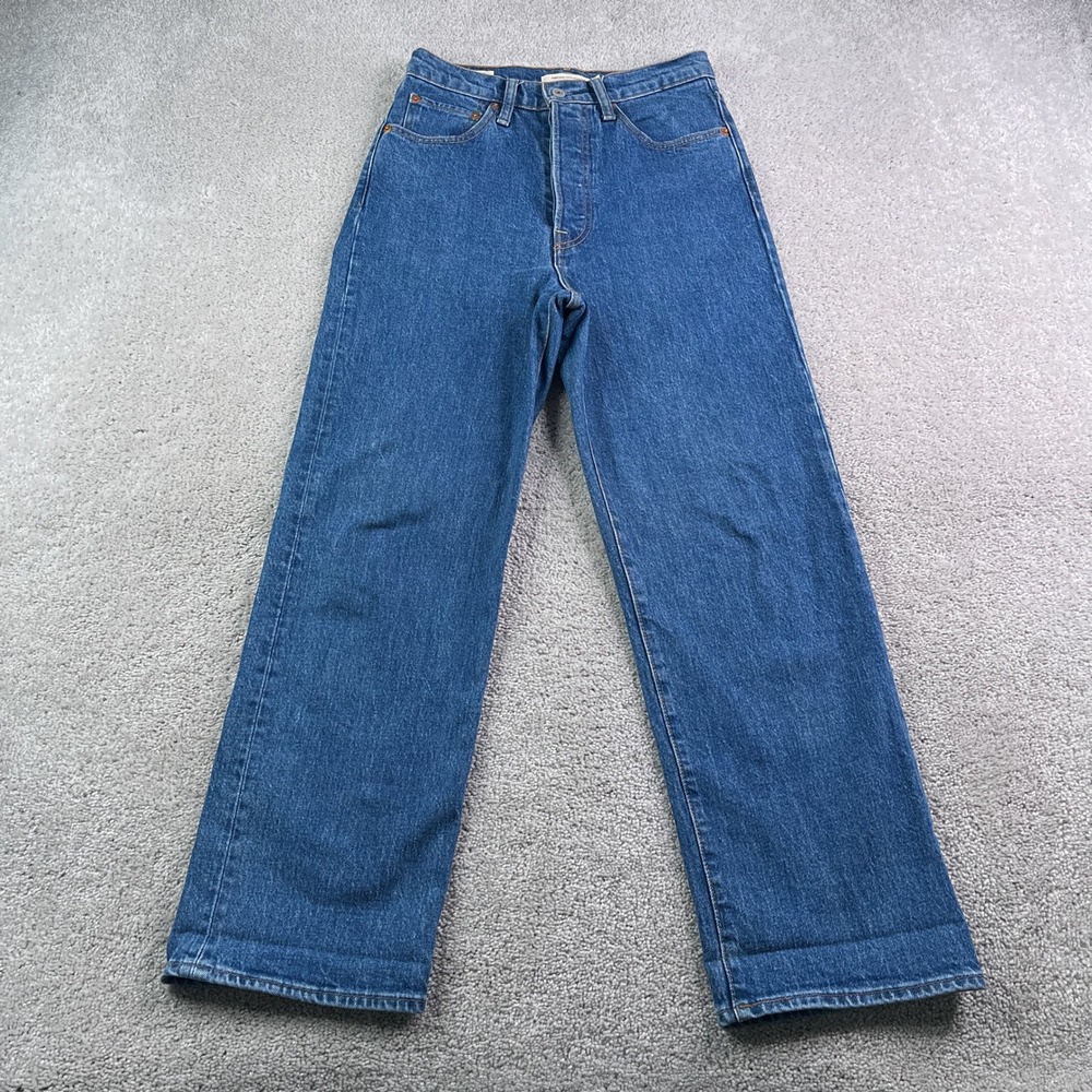 Levis Jeans Womens 27 Medium Blue Ribcage Straight High Rise Button Fly Denim